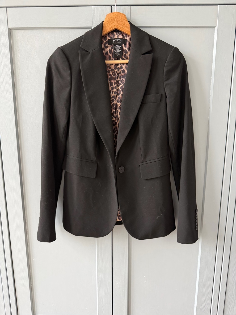 Body by VS Black Tailored Blazer with Leopard Lining